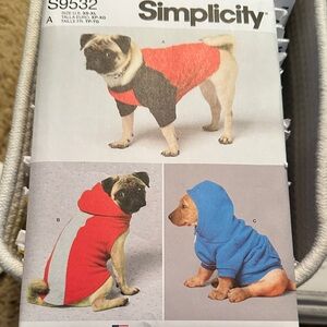Simplicity Pattern Dog Hoodie Pattern Brand New Uncut Factory Folded